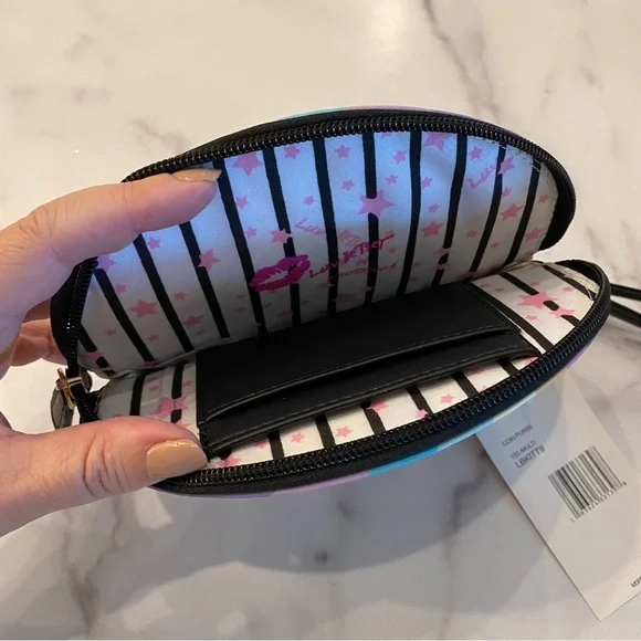 BETSEY JOHNSON Rainbow Striped Kitty Cat Wristlet - Picture 3 of 6